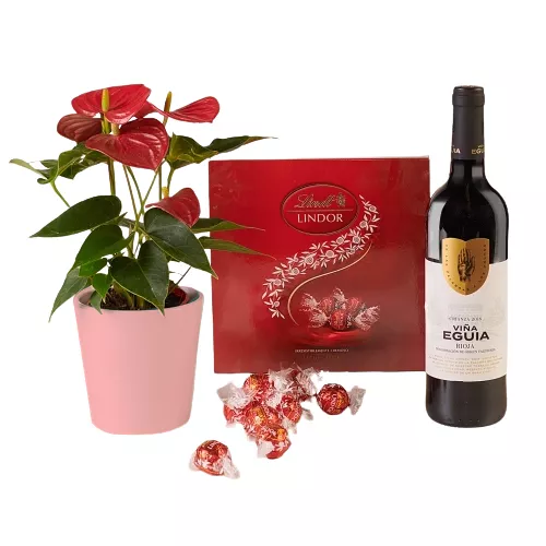 Anthurium & Red Wine Gift Set