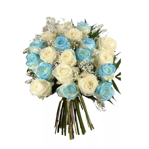 White & Blue-White Rose Bouquet