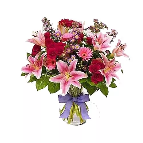 Splendid Colorful Flowers In A Vase