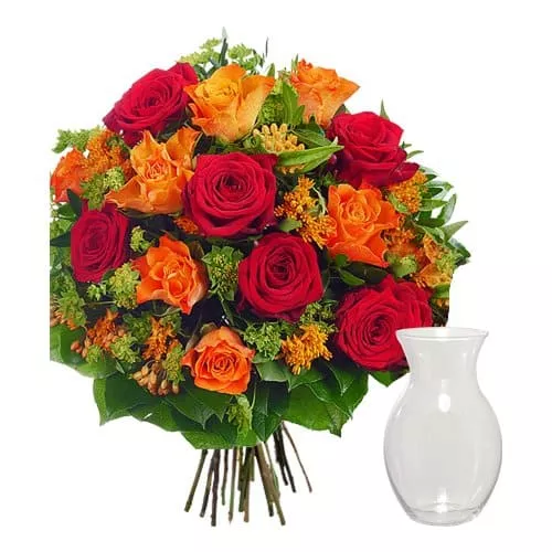 Red & Orange Rose Bouquet