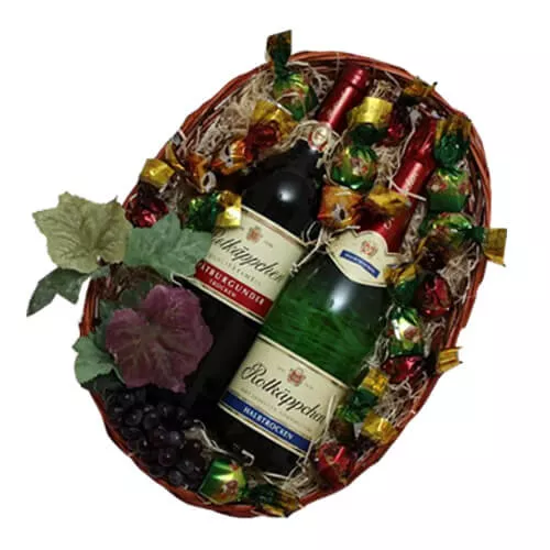 Delightful Wine And Chocolate Gift Basket